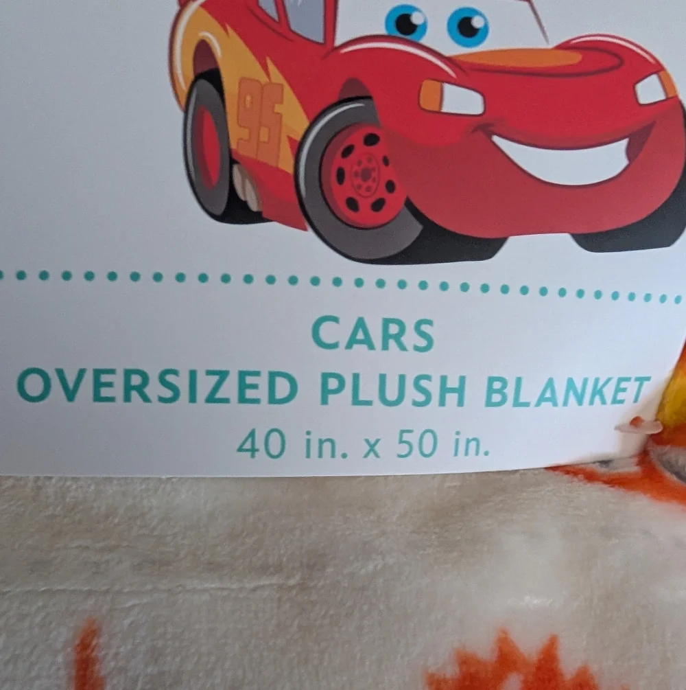 Disney Cars Plush Blanket with Orange Lightning McQueen Print